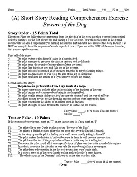 Preview of Short Story Test (plus literature terms) - Beware of the Dog