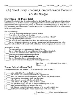 Preview of Short Story Test (plus literary terms) - On the Bridge