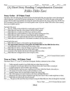 Preview of Short Story Test (plus literary terms) - Rikki tiki tavi