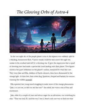 Preview of Short Story: The Glowing Orbs of Astra-4 - Reading Comprehension
