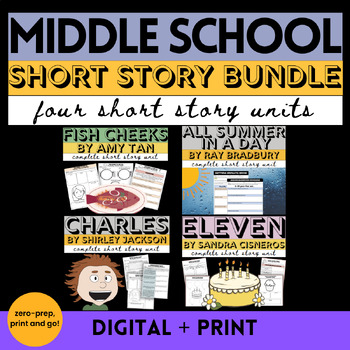 Preview of Short Story Unit BUNDLE 4 Short Stories for Middle School Short Story Units