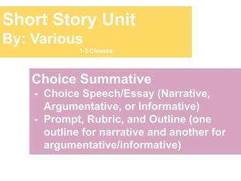 Preview of Short Story Unit - Summative/Final Choice Essay - Prompt/Outline