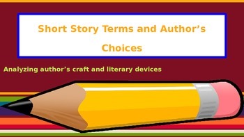 Preview of Short Story Unit Terms and Notes: Author's Choices and Theme
