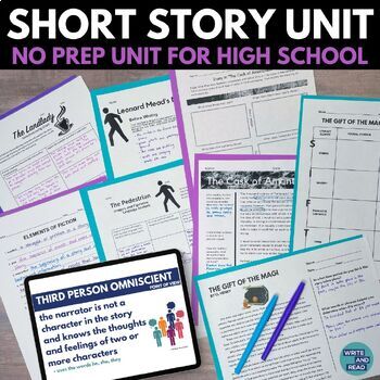 Preview of Short Story Unit for High School - Elements of Fiction, Short Stories, Tests