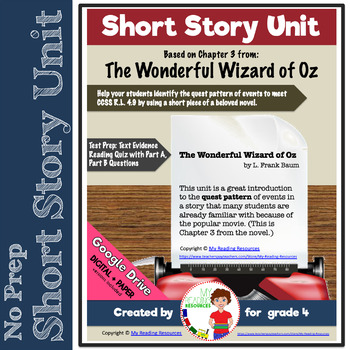 Preview of Short Story Unit: The Wonderful Wizard of Oz w/ Part A/B Qs (Print + DIGITAL)