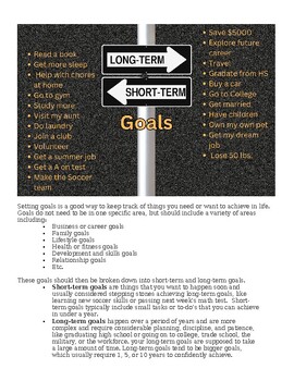 Preview of Short-Term & Long-Term Goal Setting Lesson & Activity