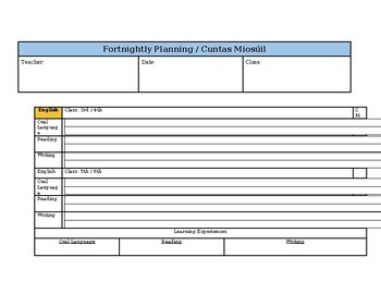 Preview of Short Term Planning Template 3rd-6th Class