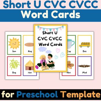 Preview of Short U CVC CVCC Word Cards - CVC Words Flashcards