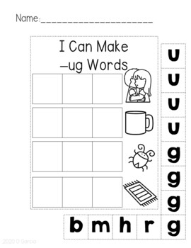 short u cvc word family building and sentence writing tpt