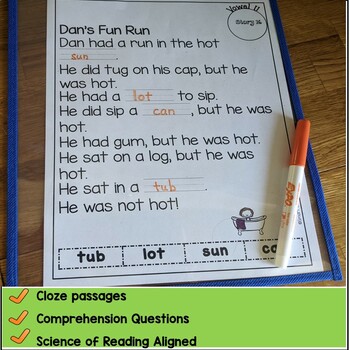 o worksheets family short word CVC Short Cloze Stories U Vowel With Words Decodable