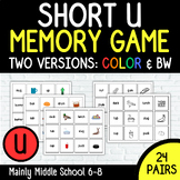 Short U Vowel Memory Match Game