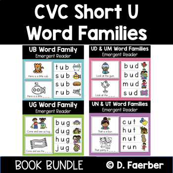 Preview of CVC Short U Word Family Book Bundle - 4 Easy Readers for Short U Word Families