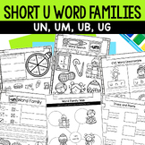 Short U Word Family Worksheets | Word Family UB, UG, UM, a
