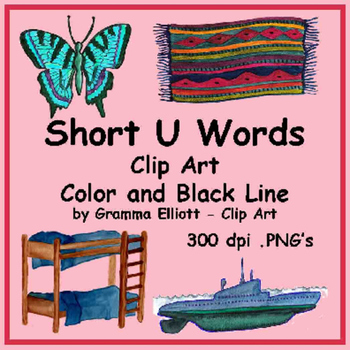 Preview of Short U Words in Realistic Color and Black Line