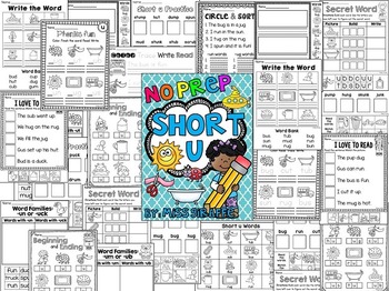 short u worksheets and activities no prep short vowel