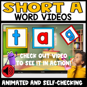 Preview of Short Vowel A Animated Videos Activities Kindergarten 1st Grade Phonics Review