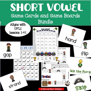 Preview of Short Vowel Bundle! Includes game cards and boards CVC and blends UFLI aligned!