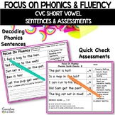 Short Vowel CVC Decoding Phonics Worksheets With Fluency &