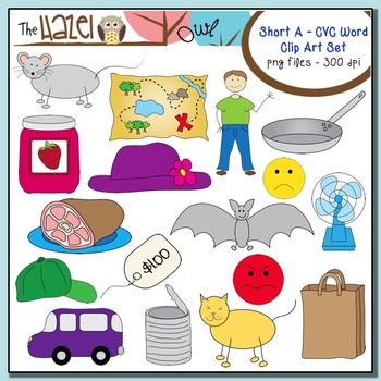 Short Vowel CVC Word Clip Art MEGA Pack {Save $4 by Purchasing 5 Sets ...