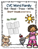 Short Vowel CVC Word Families Roll-Read-Trace-Write