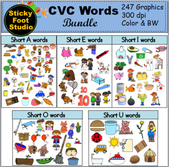 Preview of CVC Words Clip Art - Huge Bundle (247 graphics)