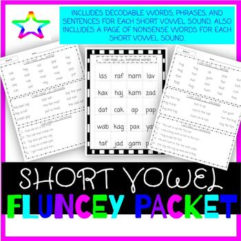 Preview of Short Vowel CVC Word Fluency Pack