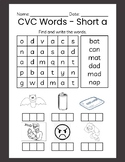 Short Vowel CVC Word Search and Write