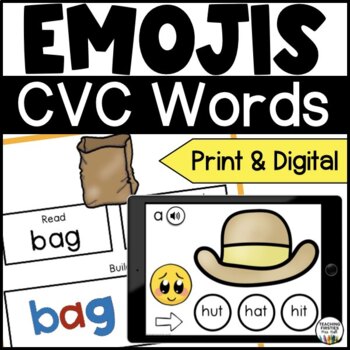 Preview of Short Vowel CVC Words Activity For Phoneme Segmentation - Print & Digital