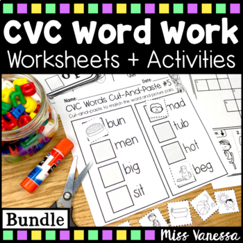 Preview of CVC Word Work Worksheets Bundle