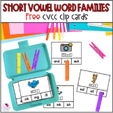 Word Families - Short Vowels - Onset and Rime - Task Cards - FREE