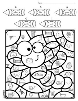 Short Vowel Color by Code Worksheets by Campbell Creates Readers