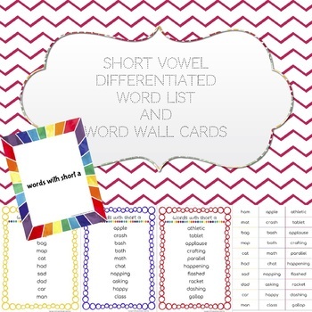 Preview of Short Vowel Differentiated Word List