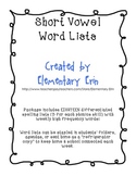 Short Vowel Differentiated Word Lists for Reading Street Unit 1