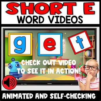 Preview of Short Vowel E Animated Videos Activities Kindergarten 1st Grade Phonics Review