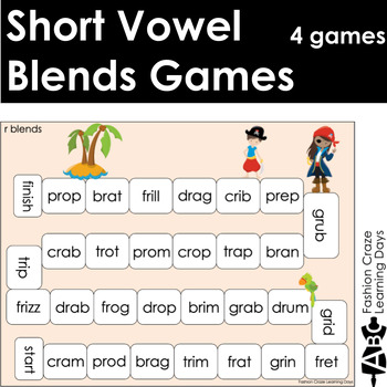 Preview of Short Vowel Games with l blends, r blends and s blends