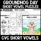 Short Vowel Groundhog Day Phonics Puzzles