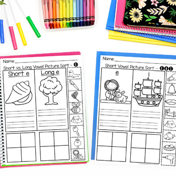 Short and Long Vowel Picture Sorts and Worksheets | TpT