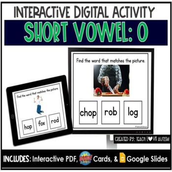 Preview of Short Vowel O Digital Task Cards | Phonics Boom Cards