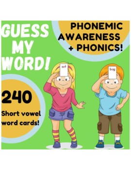 Preview of Short Vowel Phonics Game- Headbands Guess My Word