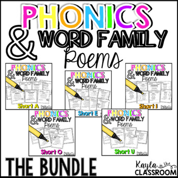Preview of Short Vowel Phonics Poems **THE BUNDLE**