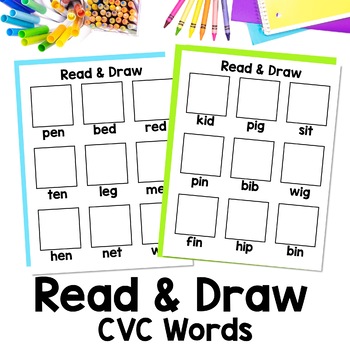 Short Vowel Phonics Practice Worksheets CVC Read and Draw | TPT