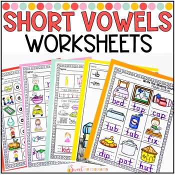 Preview of Short Vowel Phonics Worksheets | Middle Sounds and Word Families
