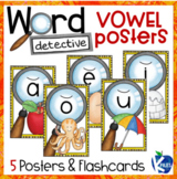 Short Vowel Poster Set with Flashcards for Word Detectives