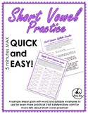 Short Vowel Practice - Sample Phonemic Awareness and Phoni