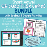 Short Vowel QR Code Task Card Bundle w/Distance Learning O