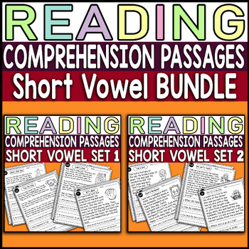 Preview of Short Vowel Reading Comprehension Passages Worksheet Passages & Questions BUNDLE