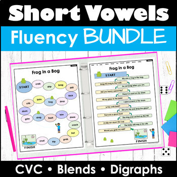 Preview of Short Vowels Reading Fluency BUNDLE | Decodable Words Phrases Sentences Passages