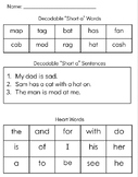 Short Vowel - Reading Fluency Sheets