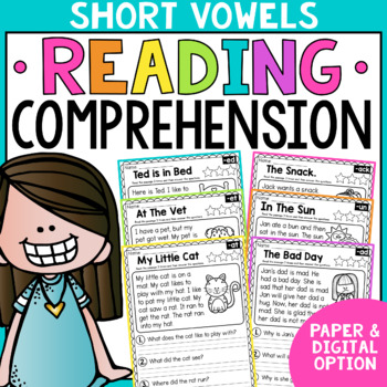 Preview of Short Vowel Reading Passages - Comprehension - PAPER & DIGITAL