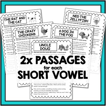 Short Vowel Sounds A E I O U Reading Passages And Comprehension Questions